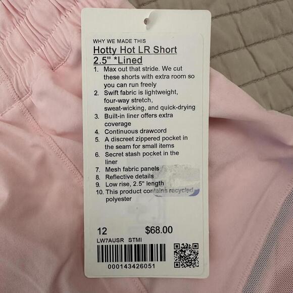 NWT Lululemon Hotty Hot Low-Rise 2.5" Lined Shorts - STRAWBERRY MILKSHAKE Sz 12 - Picture 5 of 7